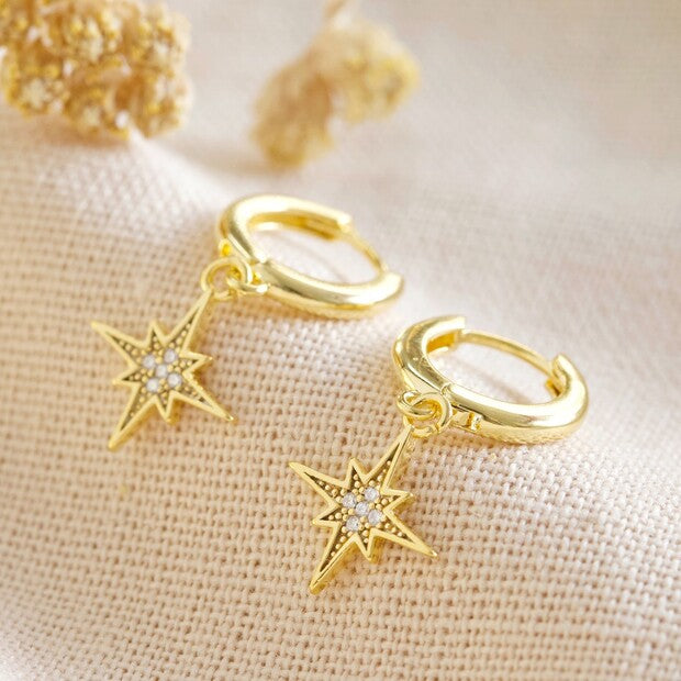Shooting Star Gold Huggie Hoops