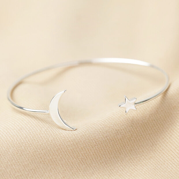 Silver Moon & Star Bangle