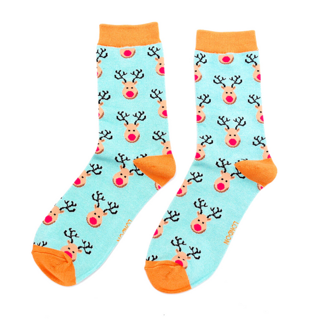 Duck Egg Reindeer Bamboo Socks