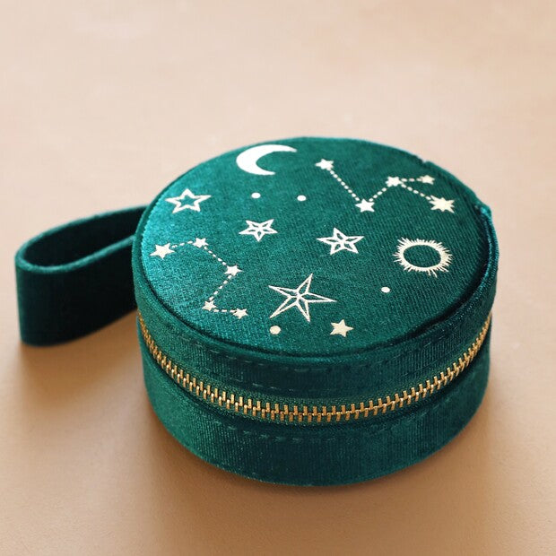 Round Teal Starry Jewellery Holder