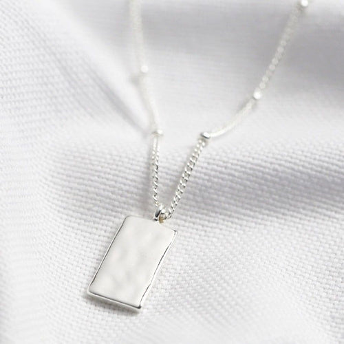 Hammered Silver Tag Necklace