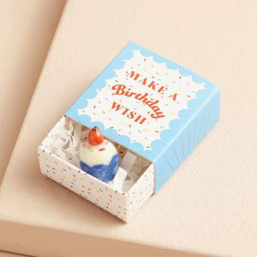 Tiny Matchbox Ceramic Birthday Cake