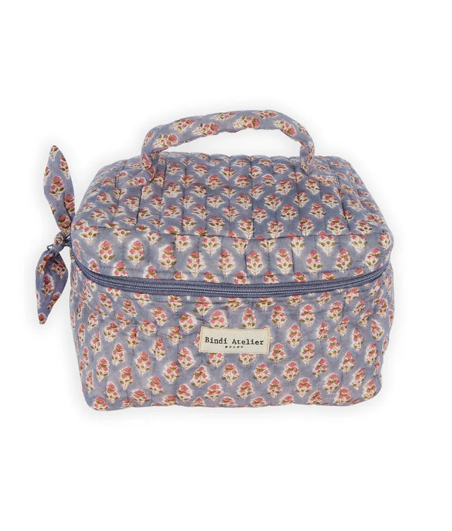 Aarti Azul Floral Vanity Pouch