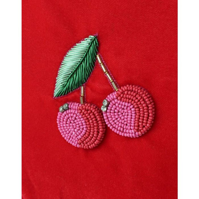 Red Cherries Beaded Make Up Bag