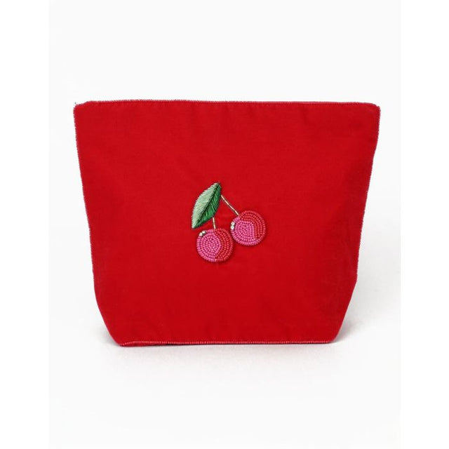 Red Cherries Beaded Make Up Bag