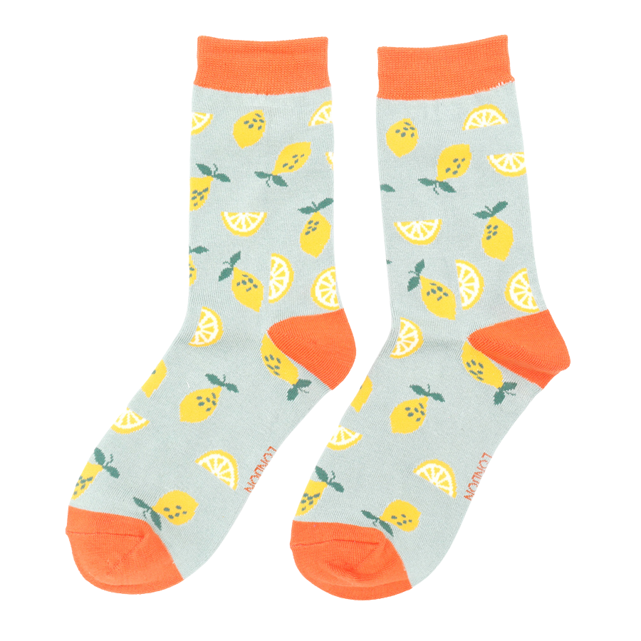 Lemons Powder Blue Ladies Socks