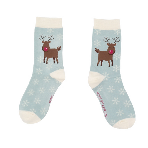 Duck Egg Rudolph Bamboo Socks