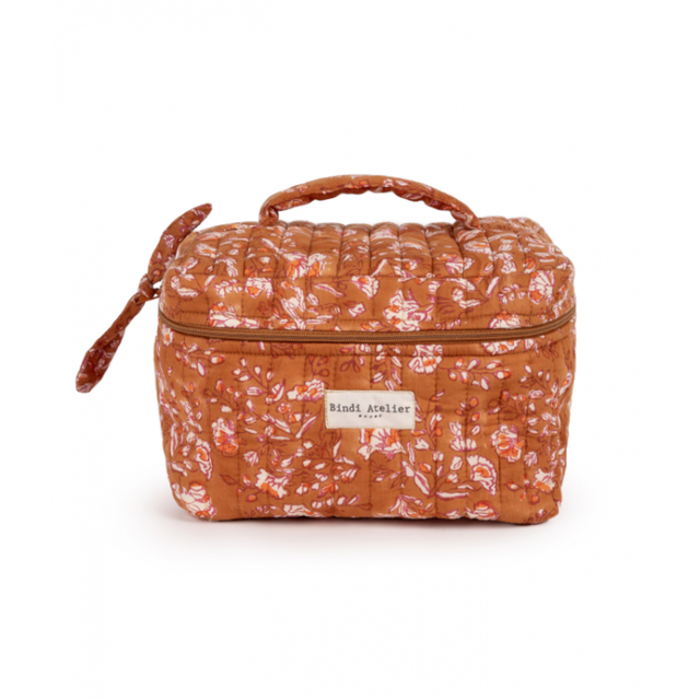 Sarika Caramel Floral Vanity Pouch