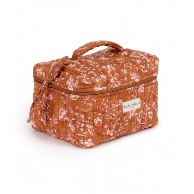 Sarika Caramel Floral Vanity Pouch