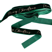 Load image into Gallery viewer, Velvet Green Christmas Ribbon