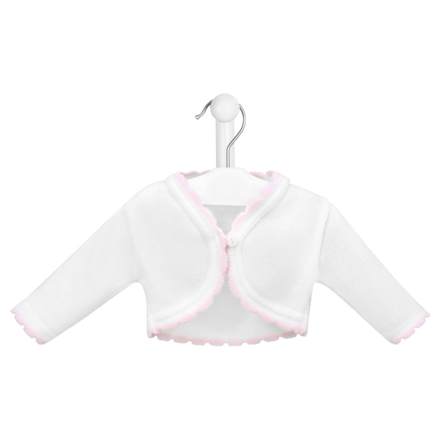 White & Pink Knit Bolero Cardigan