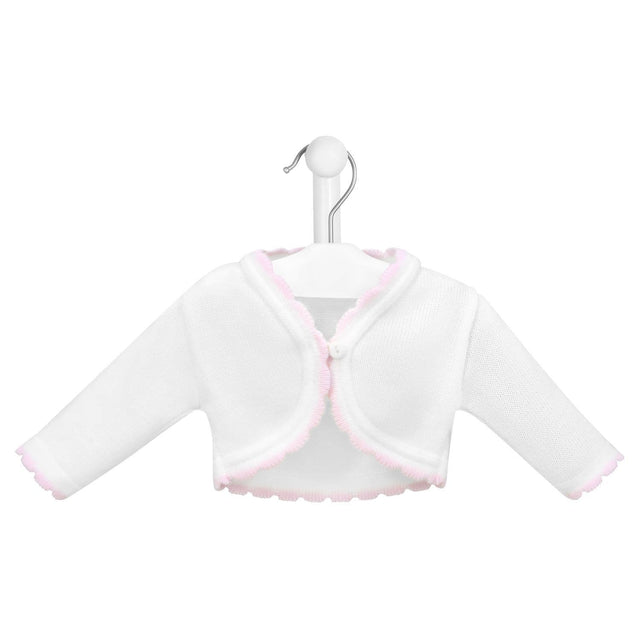 White & Pink Knit Bolero Cardigan