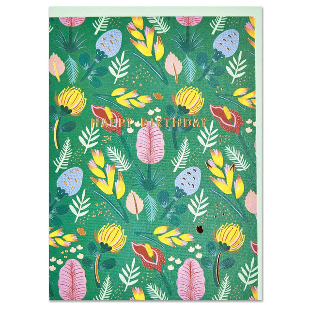 Happy Birthday Tropical Foliage Card