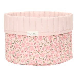 Small Reversible Quilted Storage Basket: Pink Fairy Garden