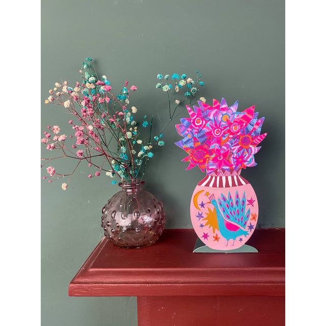 Pop Up Peacock Vase Greetings Card
