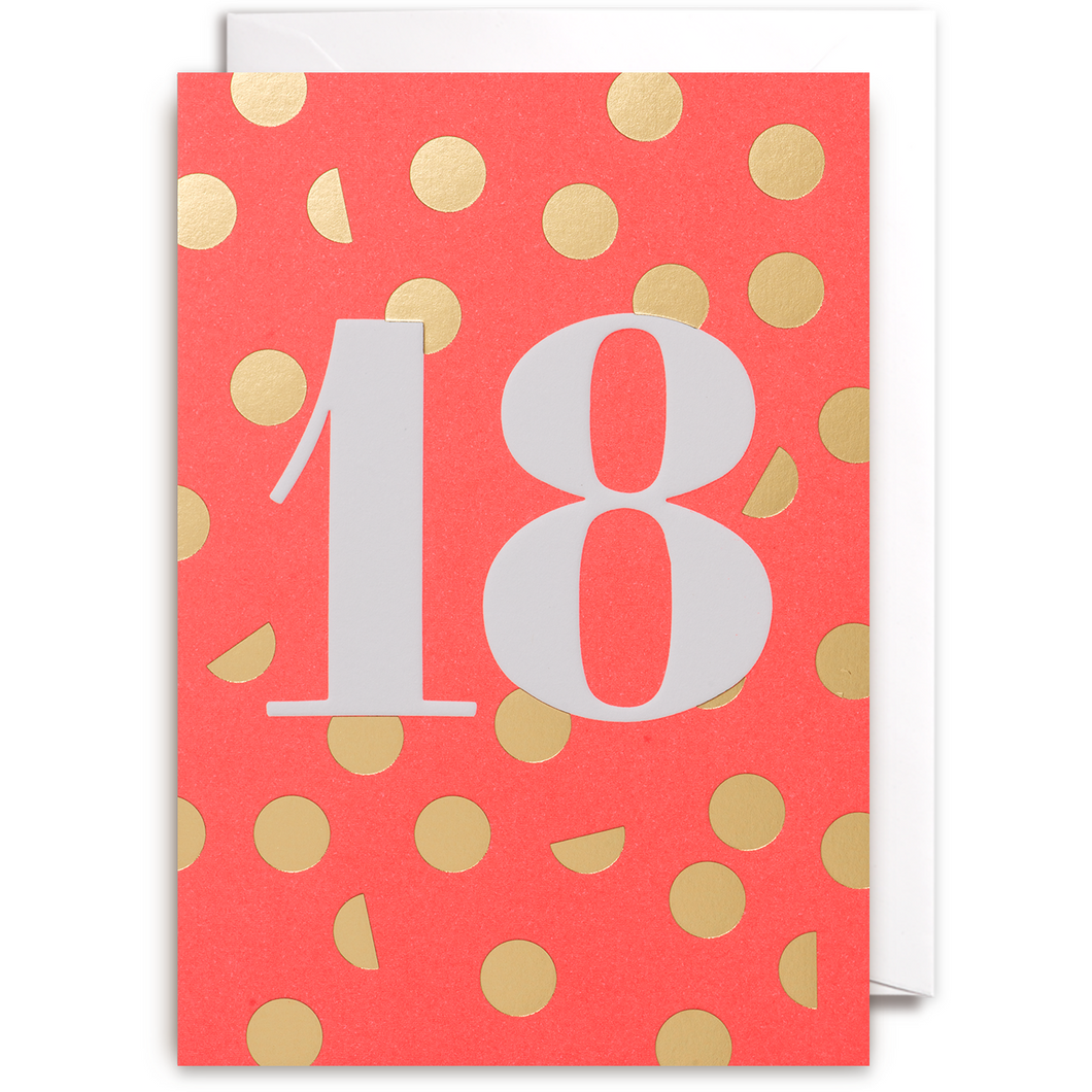 Age 18 Polka Dot Birthday Card