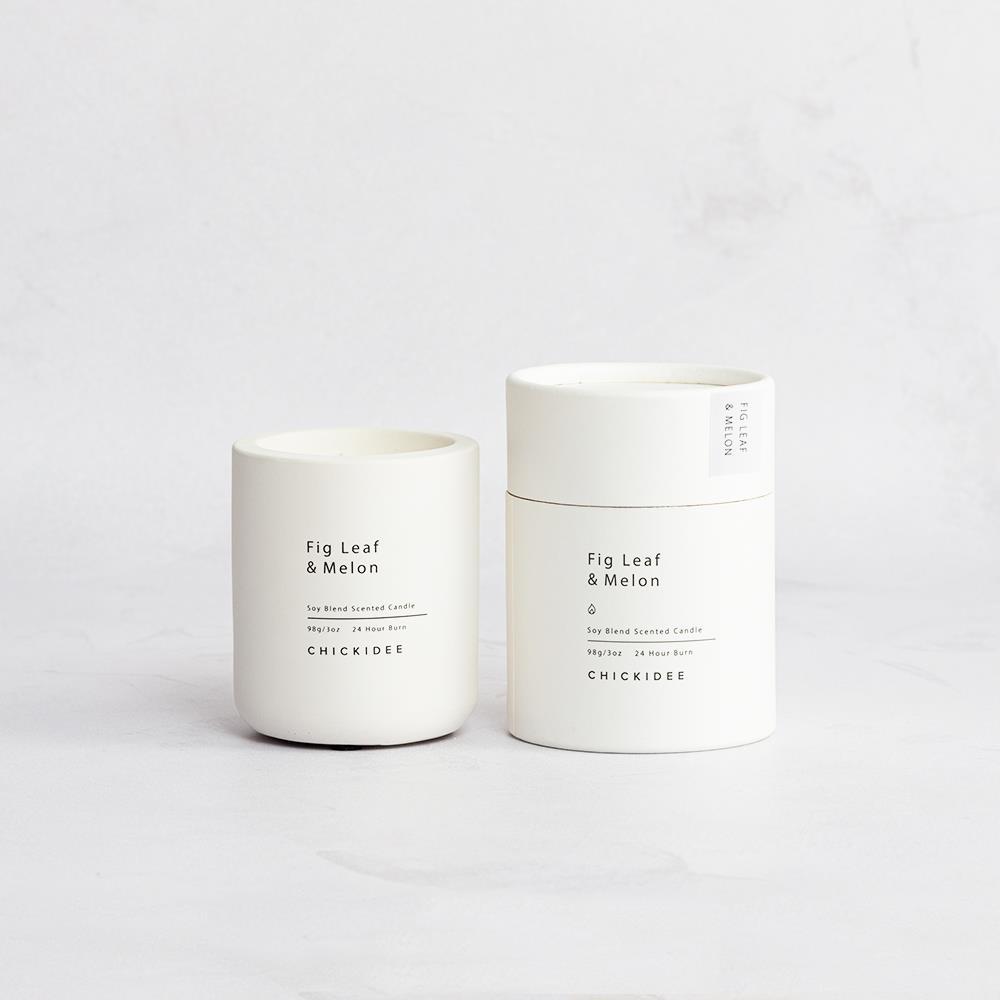 Small Fig Leaf and Melon Concrete Candle