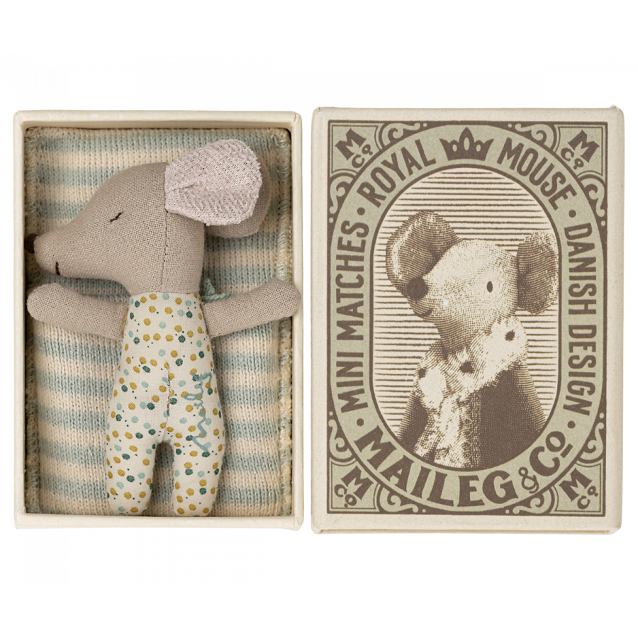 Blue Royal Sleepy Wakey Baby Mouse In Matchbox