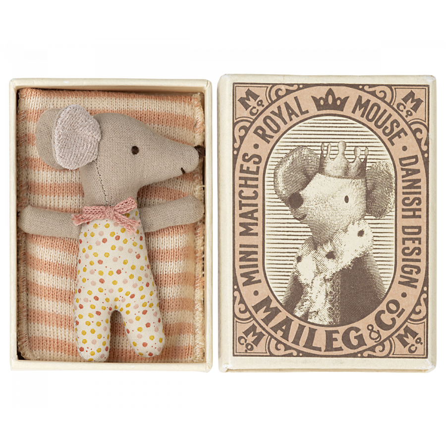 Rose Royal Sleepy Wakey Baby Mouse In Matchbox