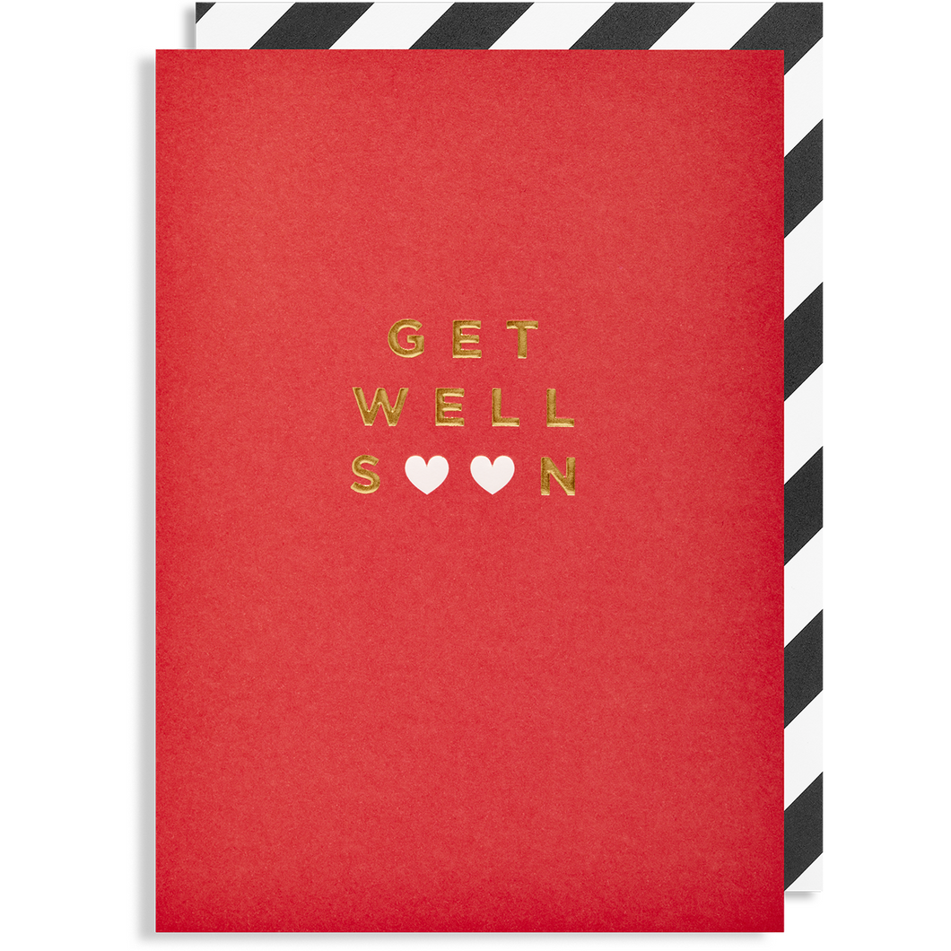 Get Well Soon Red Hearts Card