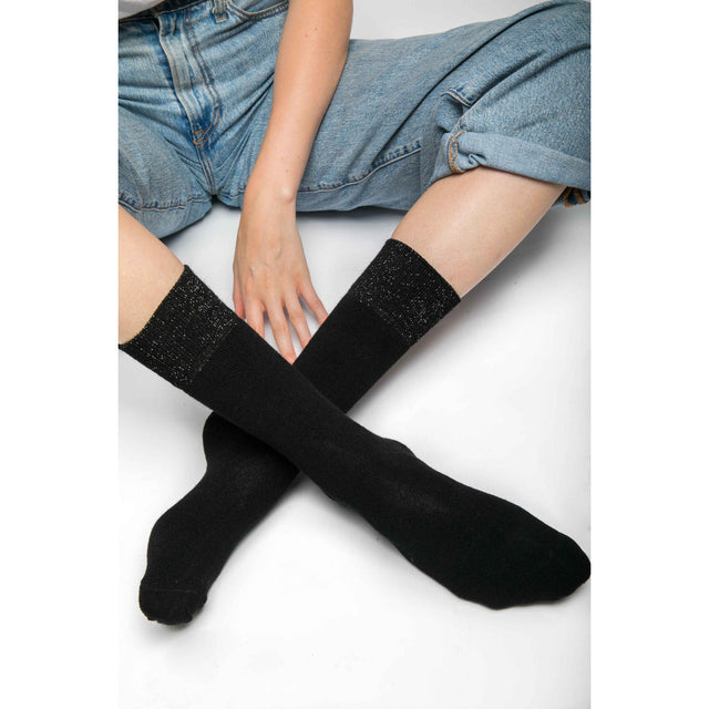 Glitter Cuff Socks - Black