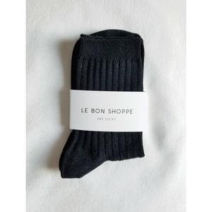 Cotton Ribbed Socks - True Black