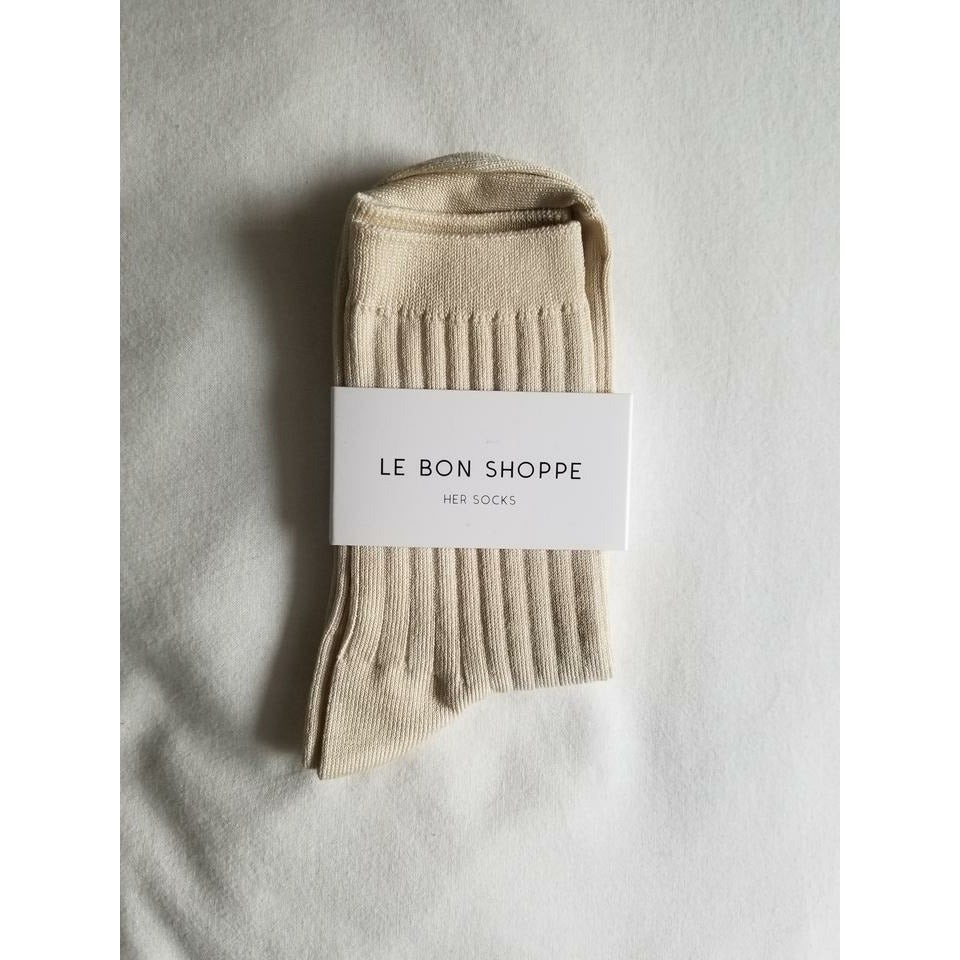 Cotton Ribbed Socks - Porcelain