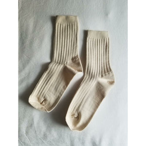 Cotton Ribbed Socks - Porcelain