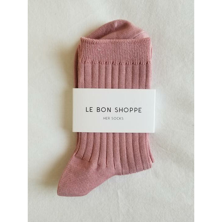 Cotton Ribbed Socks - Desert Rose