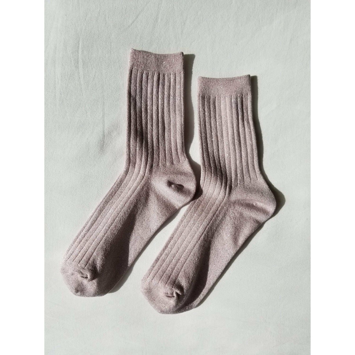 Glittery Ribbed Socks - Rose Glitter