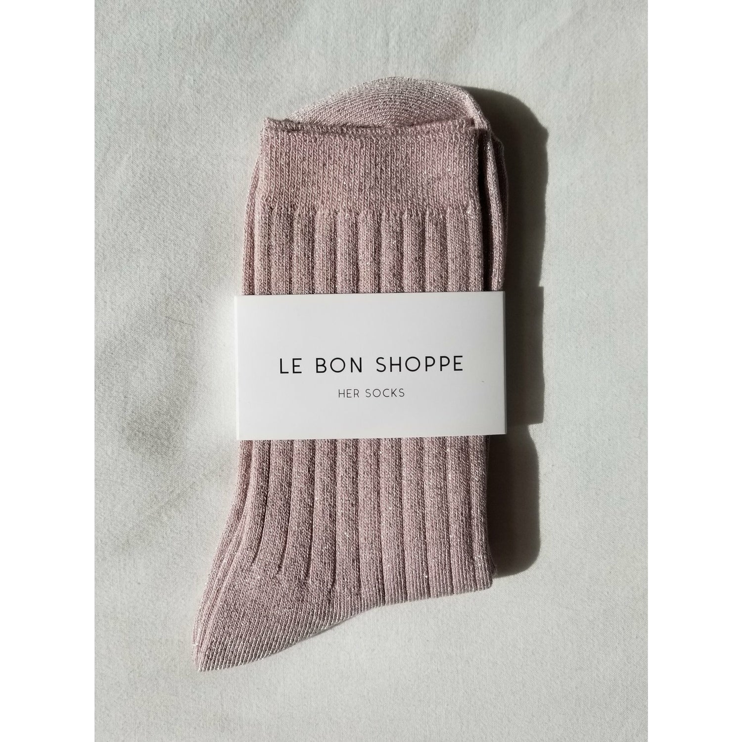 Glittery Ribbed Socks - Rose Glitter