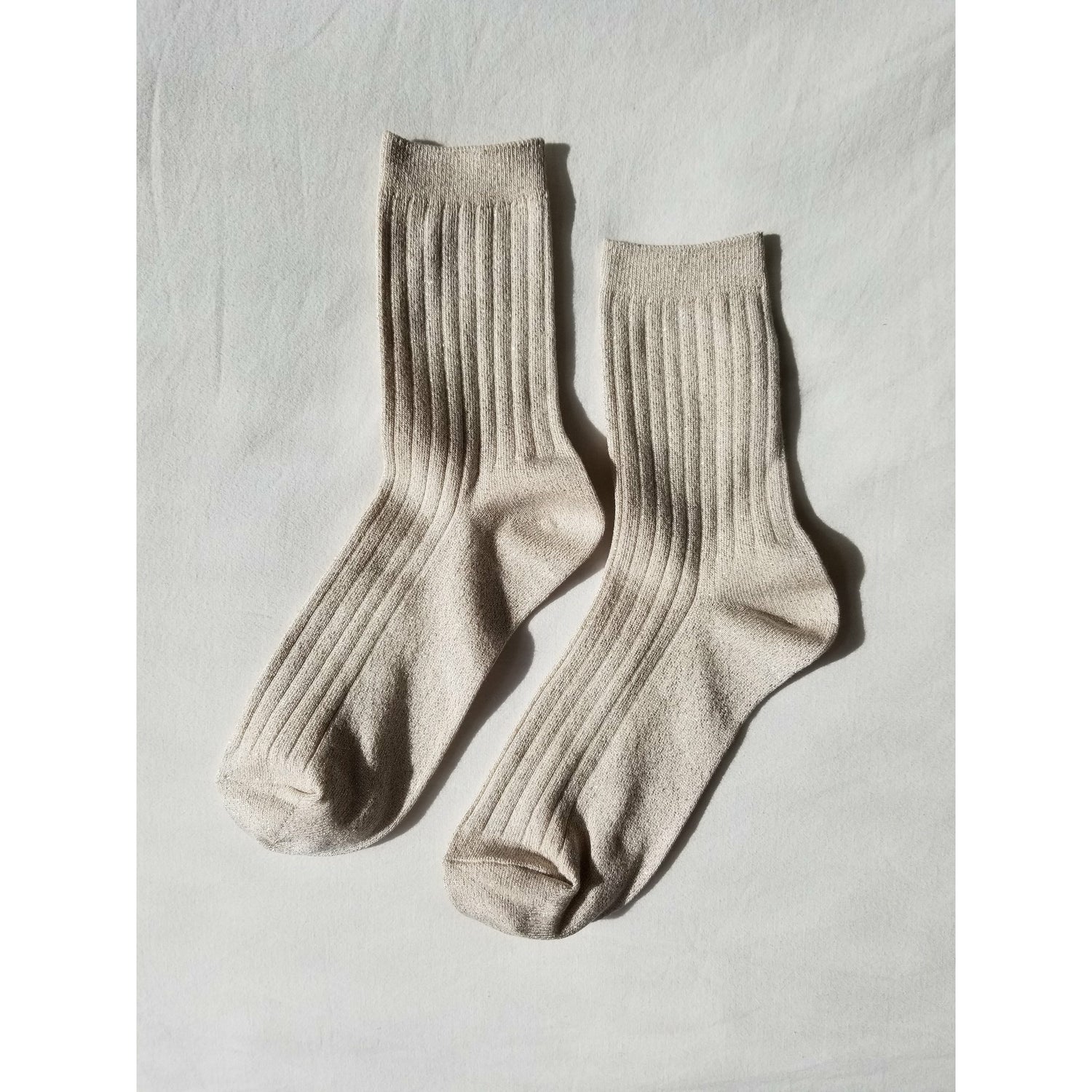 Glittery Ribbed Socks - Ivory Glitter