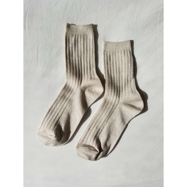 Glittery Ribbed Socks - Ivory Glitter