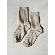 Load image into Gallery viewer, Glittery Ribbed Socks - Ivory Glitter