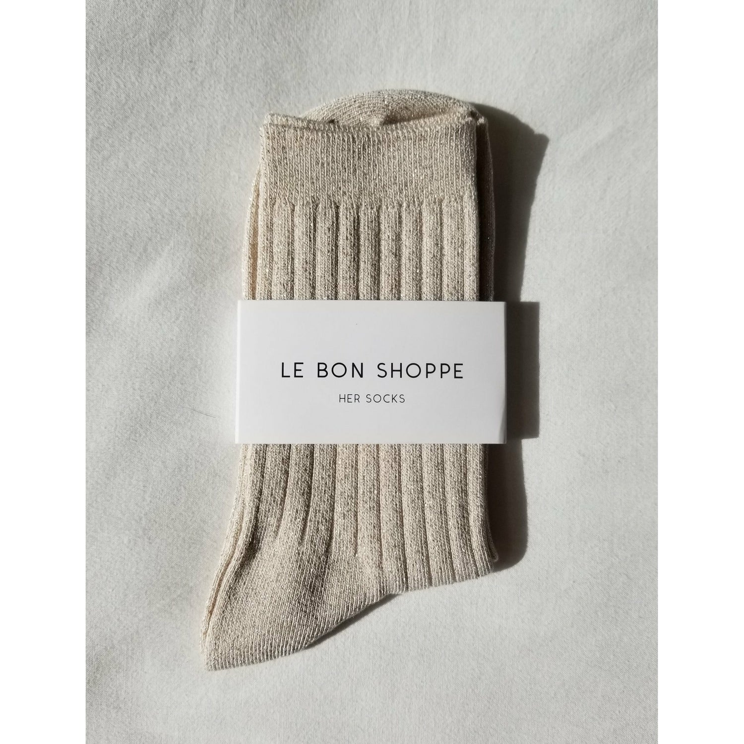 Glittery Ribbed Socks - Ivory Glitter
