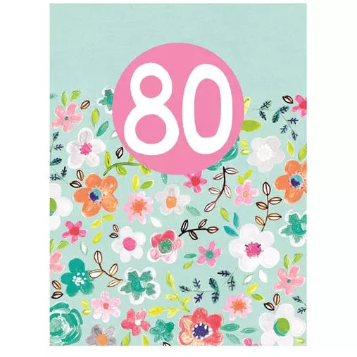 Age 80 Textured Floral Card
