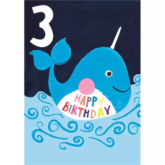 Age 3 Narwhale Card