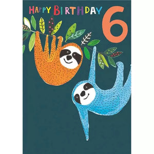 Age 6 Sloth Card