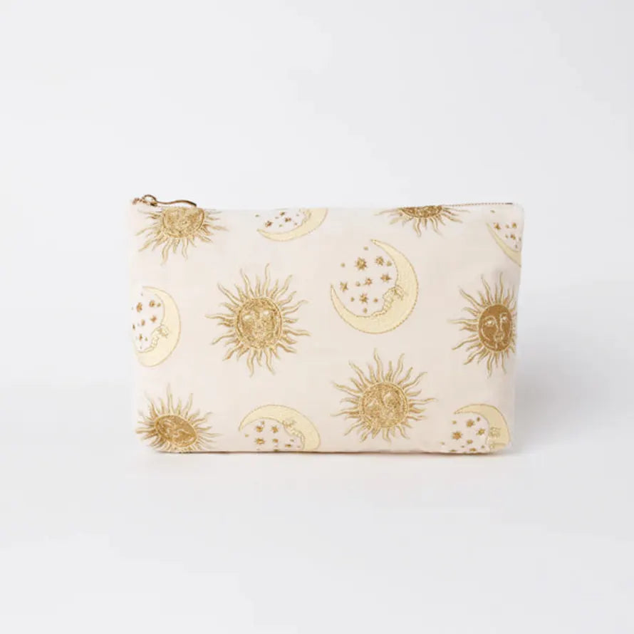 Suns And Moons Cream Velvet Everyday Pouch