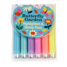 Load image into Gallery viewer, Butterfly Garden Highlighter And Stamp Pens