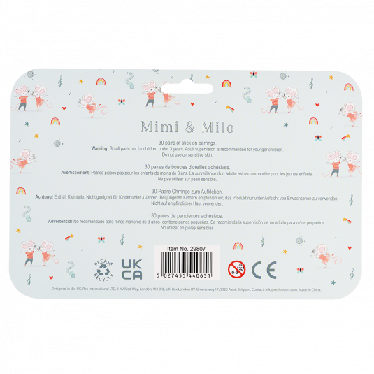 Mimi And Milo Mouse Stick On Earrings