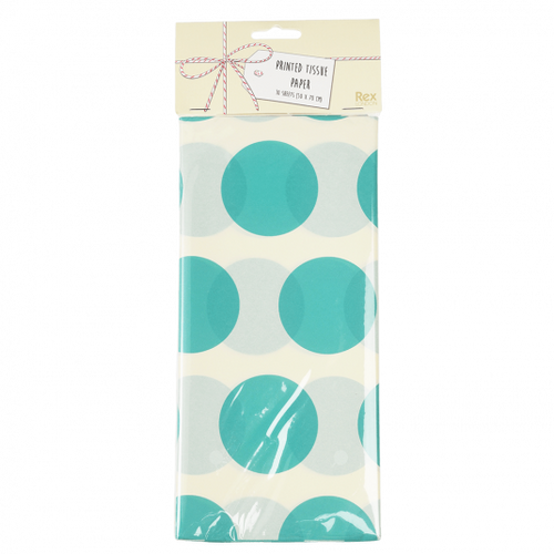Turquoise on White Spot Tissue Paper