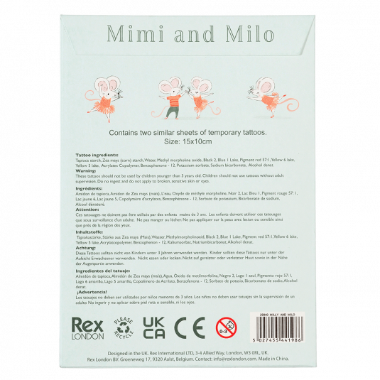 Mimi And Milo Mouse Temporary Tattoos