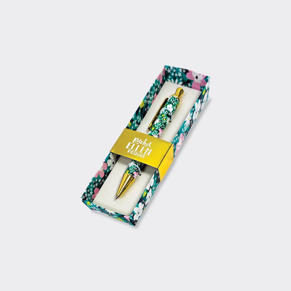 Teal Floral Pen