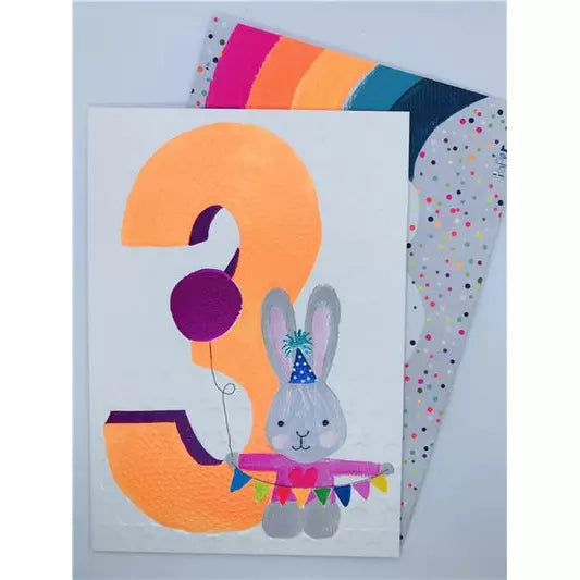 Age 3 Bunny Bunting Card