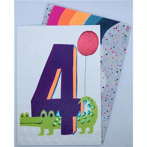 Age 4 Crocodile Balloon Card