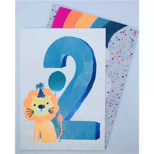 Age 2 Lion Birthday Card