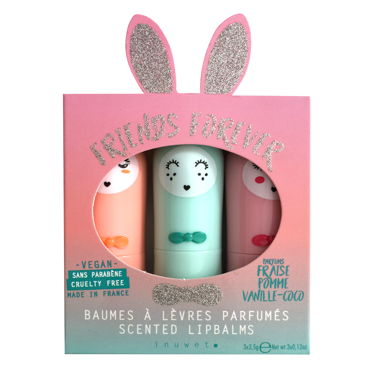 Set of 3 Bunny Lip Balms - Aqua Trio