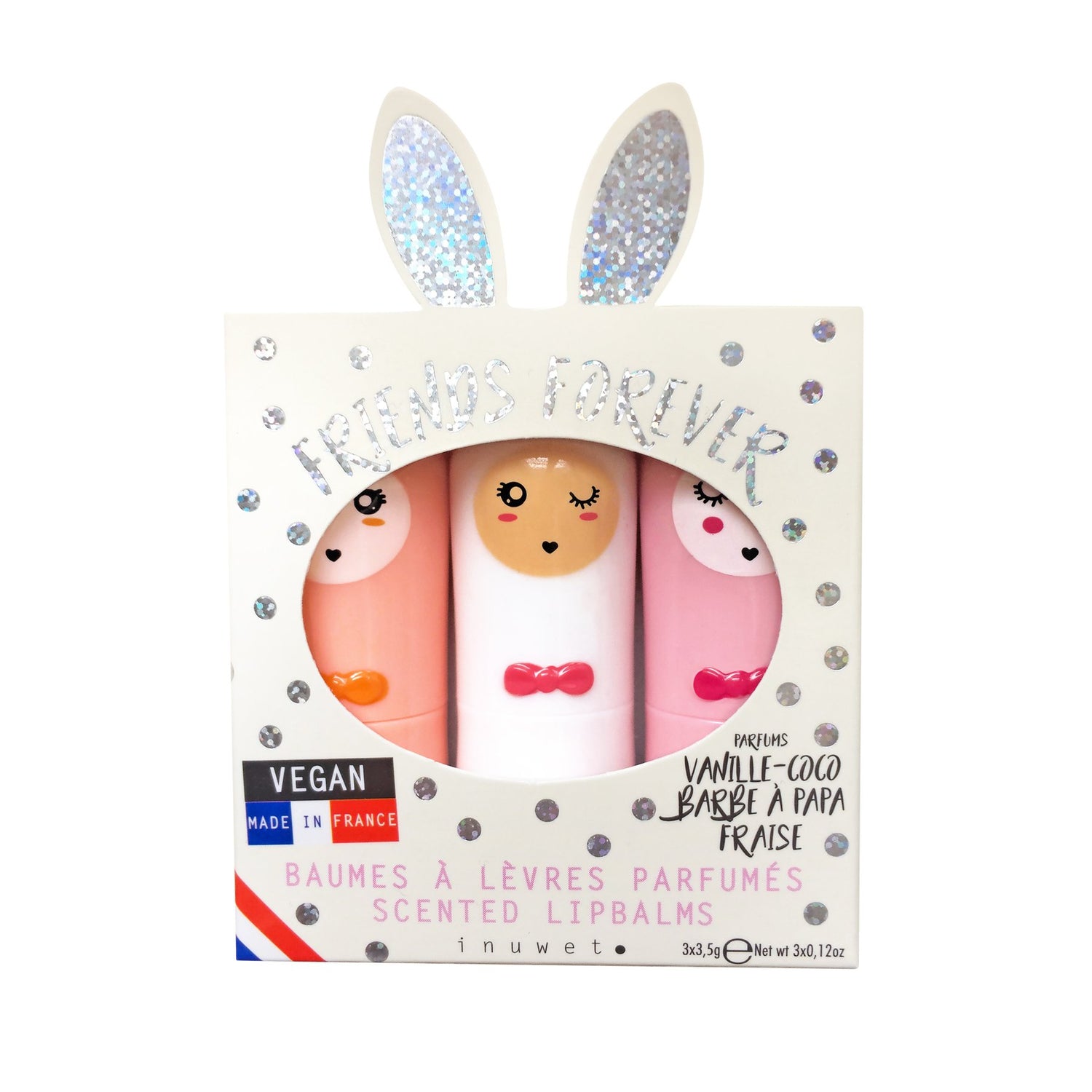 Set of 3 Bunny Lip Balms - White Trio