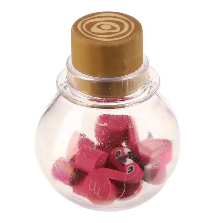 Jar of Mini Flamingo Erasers